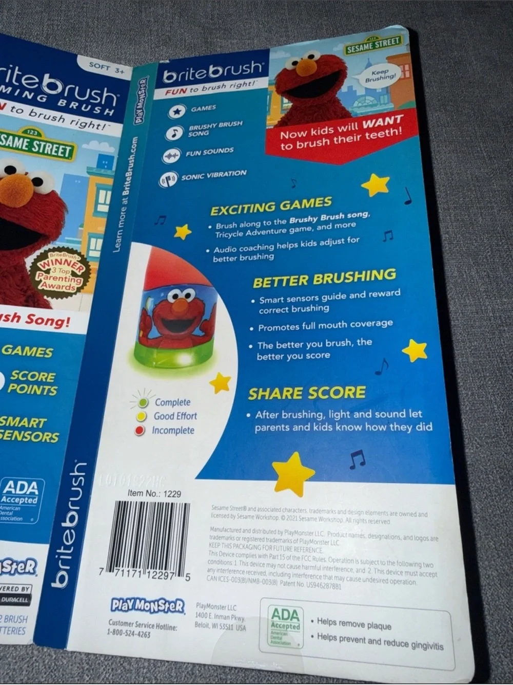BriteBrush Sesame Street Elmo Kids Electric Toothbrush - Red/Blue